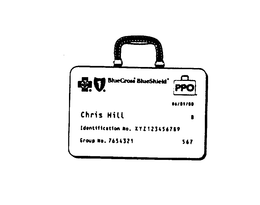 BLUE CROSS BLUESHIELD PPO 06/01/00 CHRIST HILL IDENTIFICATION NO. XYZ123456789 GROUP NO. 7654321 567 trademark