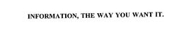 INFORMATION, THE WAY YOU WANT IT. trademark