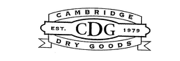 CDG CAMBRIDGE EST. 1979 DRY GOODS trademark