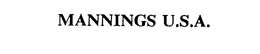 MANNINGS U.S.A. trademark