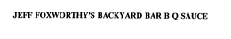JEFF FOXWORTHY'S BACKYARD BAR B Q SAUCE trademark