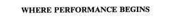 WHERE PERFORMANCE BEGINS trademark