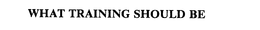 WHAT TRAINING SHOULD BE trademark