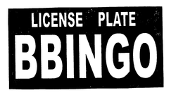 LICENSE PLATE BBINGO trademark
