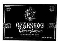 CZARSKOE CHAMPAGNE WHITE SPARKLING WINESEMI-SWEET EKSPORTS NET CONT 750ML EXPORT ALC. 11% BY VOL. trademark
