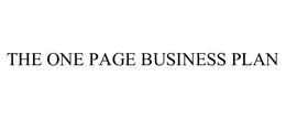 THE ONE PAGE BUSINESS PLAN trademark