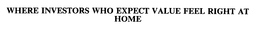 WHERE INVESTORS WHO EXPECT VALUE FEEL RIGHT AT HOME trademark
