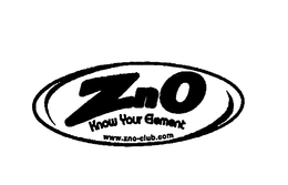 ZNO KNOW YOUR ELEMENT WWW. ZNO CLUB.COM trademark