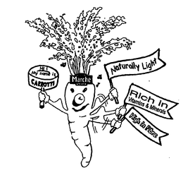 HI! MY NAME IS CARROTTI MARCHE MOVE & PICK NATURALLY LIGHT RICH IN VITAMINS & MINERALS HIGH IN FIBRE trademark