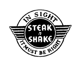 STEAK N SHAKE IN SIGHT IT MUST BE RIGHT trademark