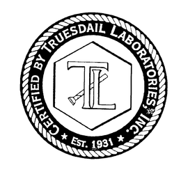 TL CERTIFIED BY TRUESDAIL LABORATORIES, INC. EST. 1931 trademark