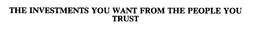 THE INVESTMENTS YOU WANT FROM THE PEOPLE YOU TRUST trademark