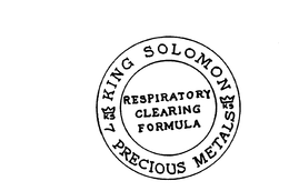 KING SOLOMON PRECIOUS METALS RESPIRATORY CLEARING FORMULA trademark