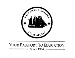 WEST ISLAND COLLEGE CLASS AFLOAT YOUR PASSPORT TO EDUCATION SINCE 1984 trademark