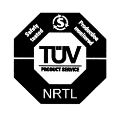 TUV PRODUCT SERVICE SAFETY TESTED S PRODUCTION MONITORED NRTL trademark