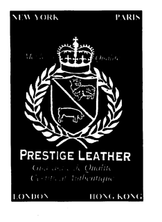 PRESTIGE LEATHER GUARANTIE DE QUALITE CERTIFICAT AUTBENTIQUE trademark