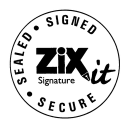 ZIX IT SIGNATURE SIGNED SEALED SECURE trademark