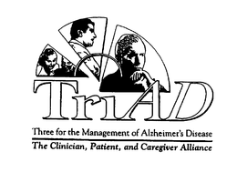 TRIAD THREE FOR THE MANAGEMENT OF ALZHEIMER'S DISEASE THE CLINICIAN, PATIENT, AND CAREGIVER ALLIANCE trademark