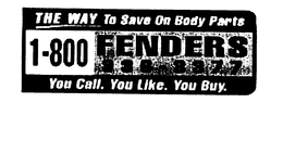 1-800-FENDERS THE WAY TO SAVE ON BODY PARTS YOU CALL. YOU LIKE. YOU BUY. trademark