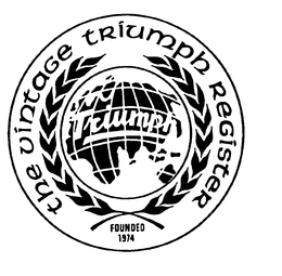 THE VINTAGE TRIUMPH REGISTER FOUNDED 1974 trademark