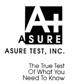 A+ ASURE ASSURE TEST, INC. THE TRUE TEST OF WHAT YOU NEED TO KNOW trademark