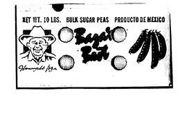 NET WT. 10. LBS BULK SUGAR PEAS PRODUCTO DE MEXICO DISTRIBUTED BY: THE ORIGINAL H. BAZA FARMS, LLC trademark