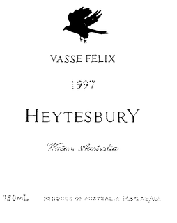 VASSE FELIX 1997 HEYTESBURY WESTERN AUSTRALIA 750ML PRODUCE OF AUSTRALIA 14.6% ALC./VOL. trademark