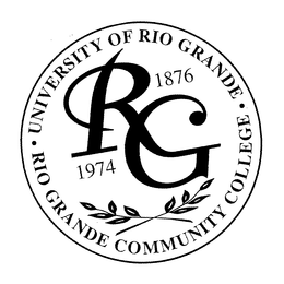 RG UNIVERSITY OF RIO GRANDE RIO GRANDE COMMUNITY COLLEGE 1876 1974 trademark