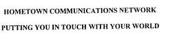 HOMETOWN COMMUNICATIONS NETWORK PUTTINGYOU IN TOUCH WITH YOUR WORLD trademark