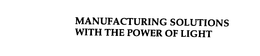 MANUFACTURING SOLUTIONS WITH THE POWER OF LIGHT trademark