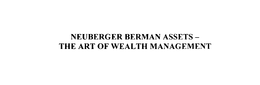 NEUBERGER BERMAN ASSETS - THE ART OF WEALTH MANAGEMENT trademark