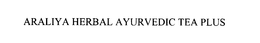 ARALIYA HERBAL AYURVEDIC TEA PLUS trademark