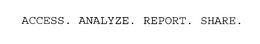 ACCESS. ANALYZE. REPORT. SHARE. trademark