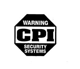 WARNING CPI SECURITY SYSTEM trademark