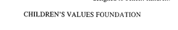 CHILDREN'S VALUES FOUNDATION trademark