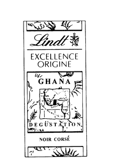 LINDT EXCELLENCE ORIGINE GHANA DEGUSTATION NOIR CORSE trademark