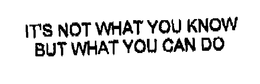 IT'S NOT WHAT YOU KNOW BUT WHAT YOU CAN DO trademark