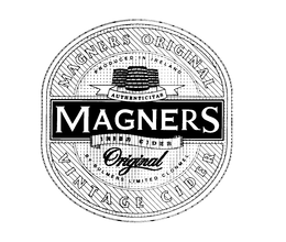 MAGNERS ORIGINAL VINTAGE CIDER PRODUCED IN IRELAND AUTHENTICITAS MAGNERS IRISH CIDER ORIGINAL BY BULMERS LIMITED CLONMEL trademark