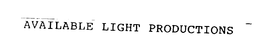 AVAIBLE LIGHT PRODUCITONS trademark
