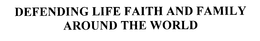DEFENDING LIFE FAITH AND FAMILY AROUND THE WORLD trademark