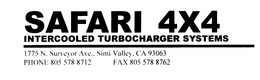 SAFARI 4X 4 INTERCOOLED TURBOCHARGER SYSTEM trademark