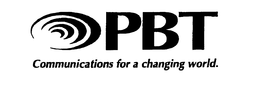 PBT COMMUNICATIONS FOR A CHANGING WORLD. trademark