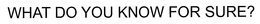 WHAT DO YOU KNOW FOR SURE? trademark