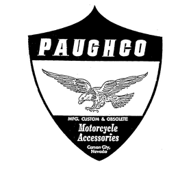 PAUGHCO MFG. CUSTOM & OBSOLETE MOTORCYCLE ACCESSORIES CARSON CITY, NEVADA trademark