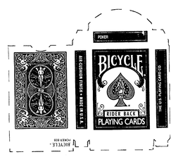 POKER BICYCLE RIDER BACK PLAYING CARDS AIR CUSHION FINISH MADE IN U.S.A. THE U.S. PLAYING CARD CO. POKER 808 trademark