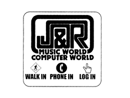 J & R MUSIC WORLD COMPUTER WORLD WALK IN PHONE IN LOG IN trademark