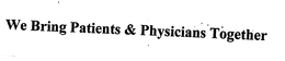 WE BRING PATIENTS & PHYSICIANS TOGETHER trademark