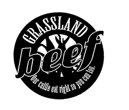 GRASSLAND BEEF OUR CATTLE EAT RIGHT SO YOU CAN TOO. trademark