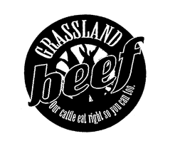 GRASSLAND BEEF OUR CATTLE EAT RIGHT SO YOU CAN TOO. trademark