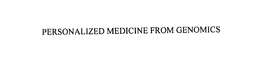 PERSONALIZED MEDICINE FROM GENOMICS trademark